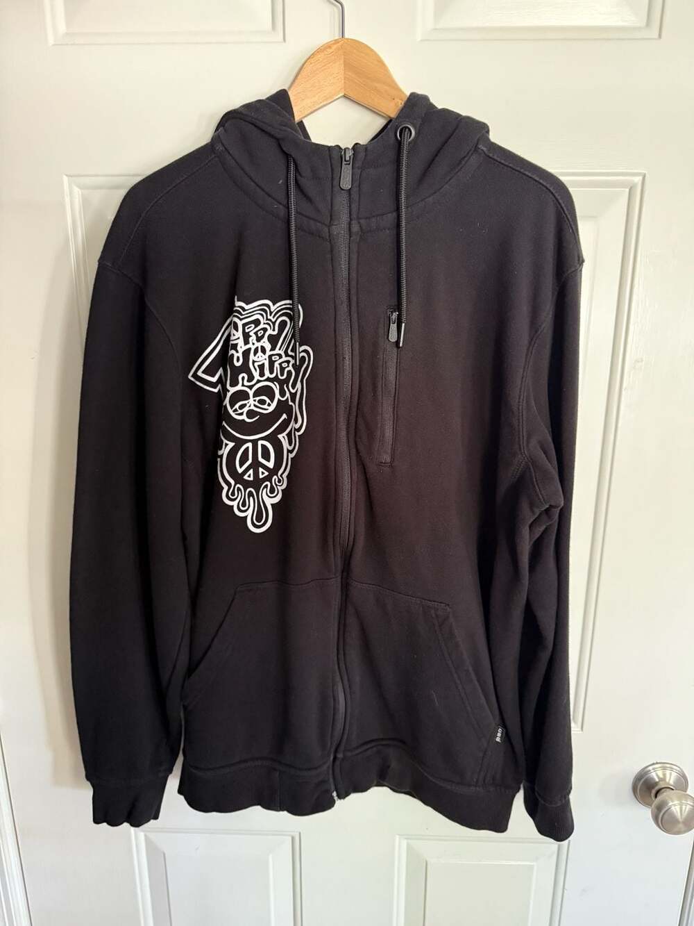 Trippy Hippy Black Zip Up Hoodie